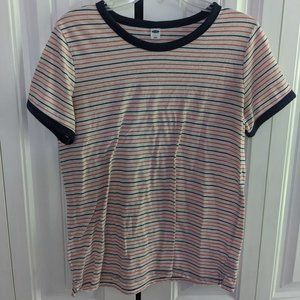 Old Navy Red, White and Blue Striped Shirt Womens L